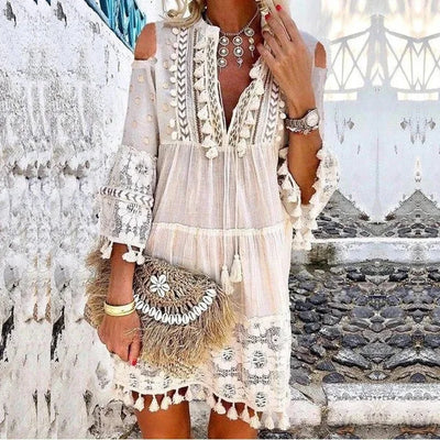 Boho Lace Fashion Mini Dress