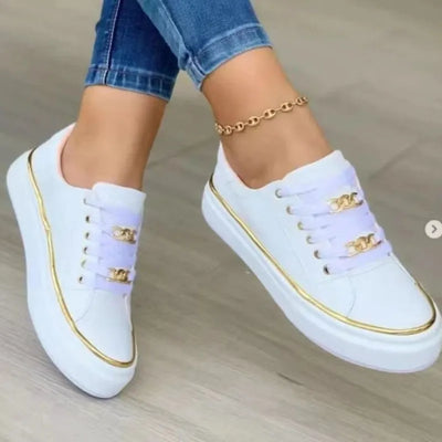 Women's Chain Round Toe Platform Sneakers