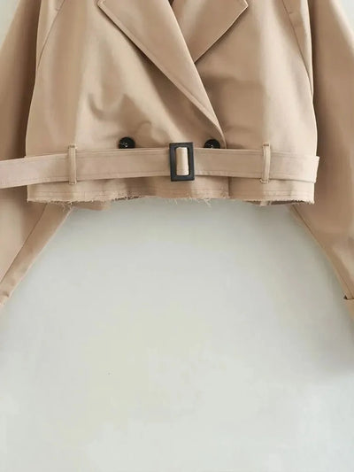 Belted Cropped Trench Spring Jacket