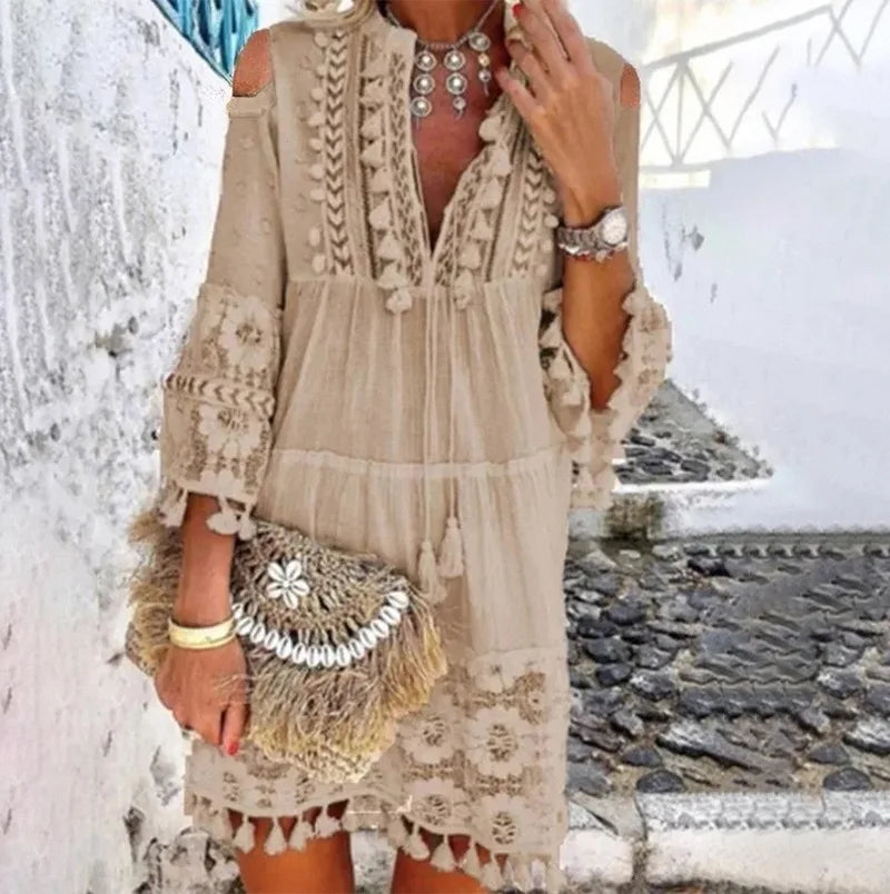 Boho Lace Fashion Mini Dress