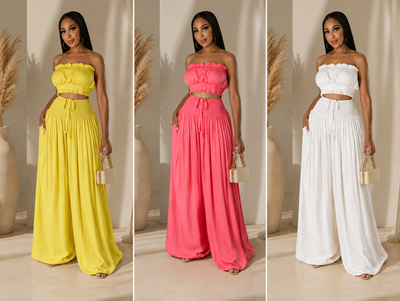 Colorful Two Piece Tube Top & Pant Set