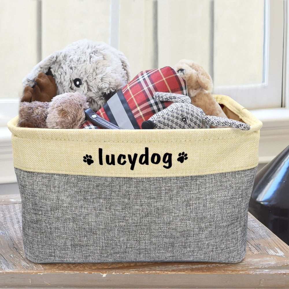 Personalizable Collapsible Canvas Dog Toy Storage Bin