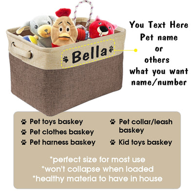 Personalizable Collapsible Canvas Dog Toy Storage Bin