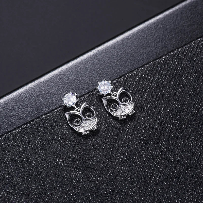 Sterling Silver Owl Earrings