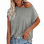 Solid Color Short Sleeve Off Shoulder T-shirt