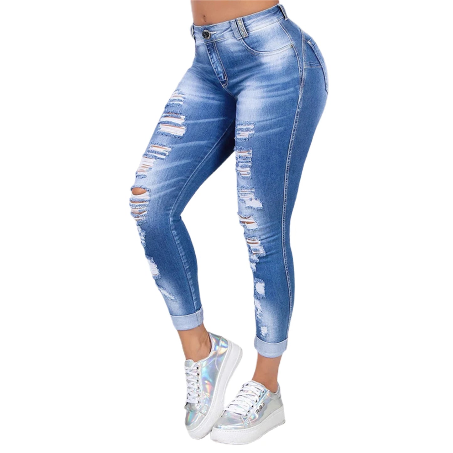 Women's Distressed High Waist Skinny Jeans