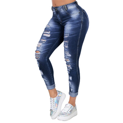 Women's Distressed High Waist Skinny Jeans