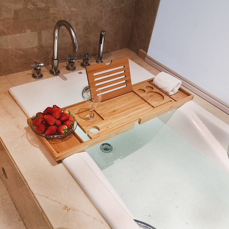 Adjustable Bamboo Home Spa Bath Tray