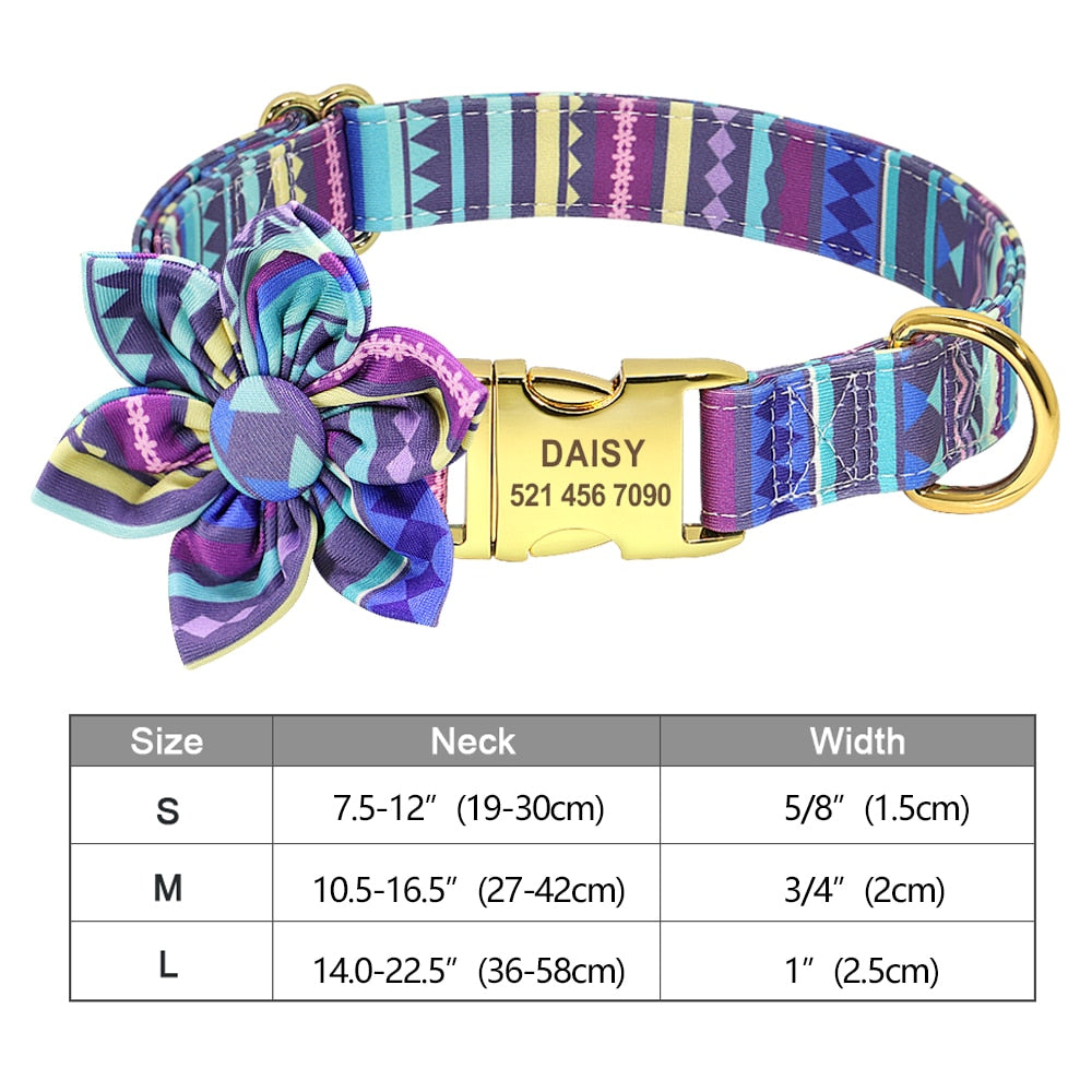 Personalized Flower Pet Collar