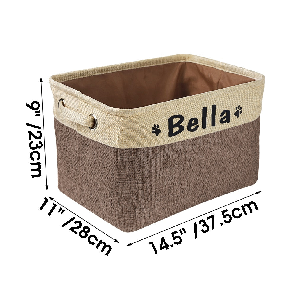 Personalizable Collapsible Canvas Dog Toy Storage Bin