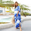 Vibrant Blue Belted Long Dress