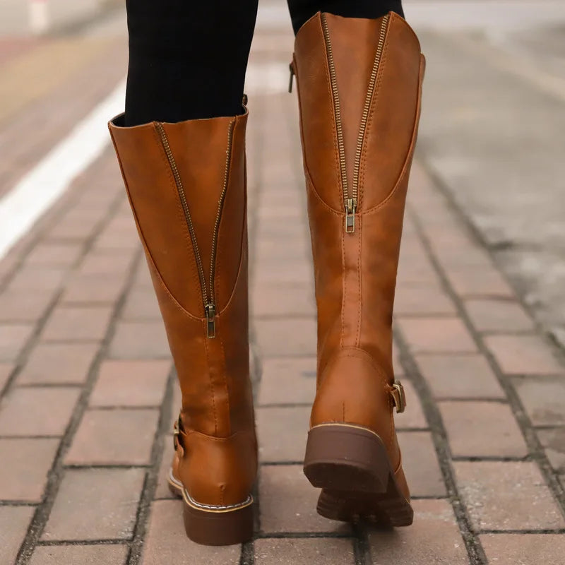 Women's Knee High Back Zip Boots