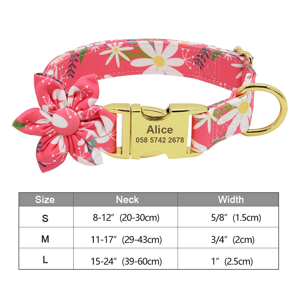 Personalized Flower Pet Collar