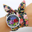 Colorful Flower Design Cloth Wristwatch