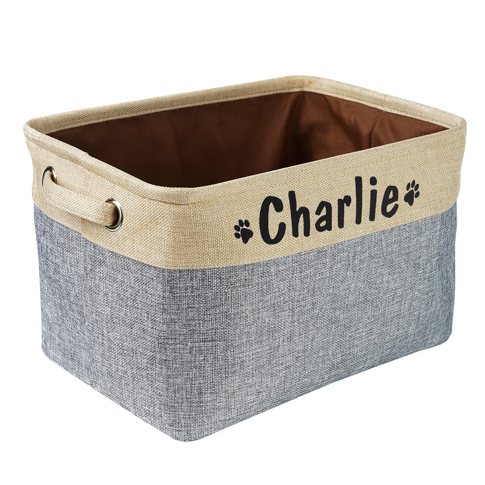 Personalizable Collapsible Canvas Dog Toy Storage Bin