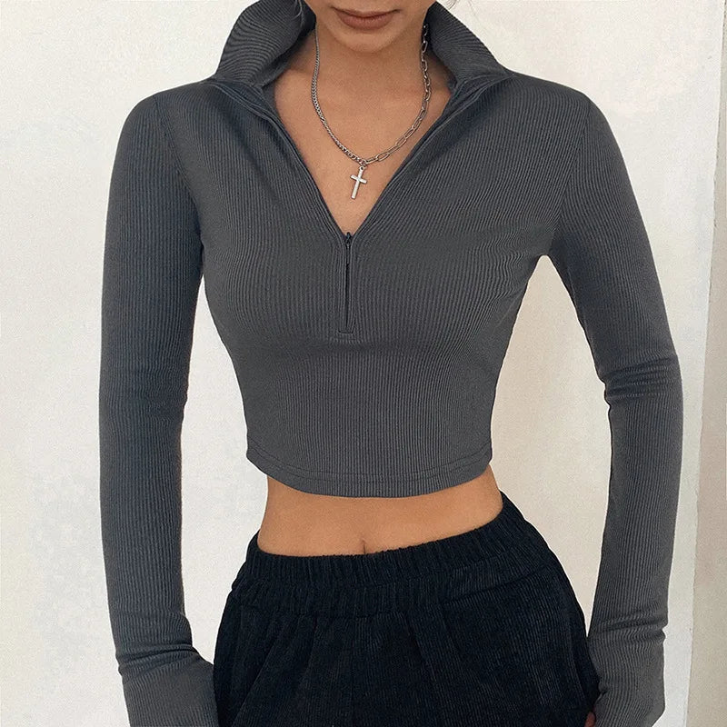 Women's Long Sleeve Crop Blouse