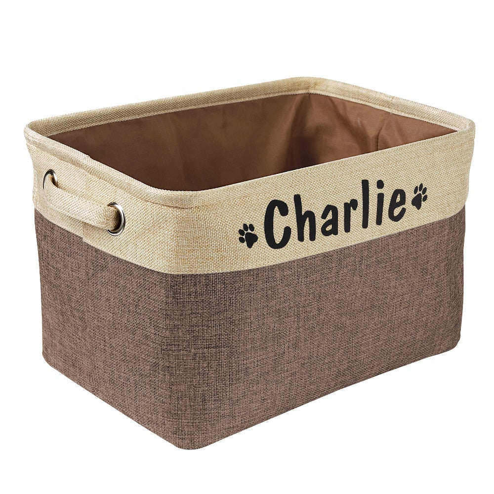 Personalizable Collapsible Canvas Dog Toy Storage Bin