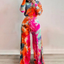 Tie Dye Women's Off Shoulder Long Sleeve Tracksuit