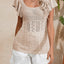 Women's Ruffled Short Sleeve Woolen Sweater