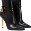 Gold Lock Solid Color Pointed Toe Ankle Boots