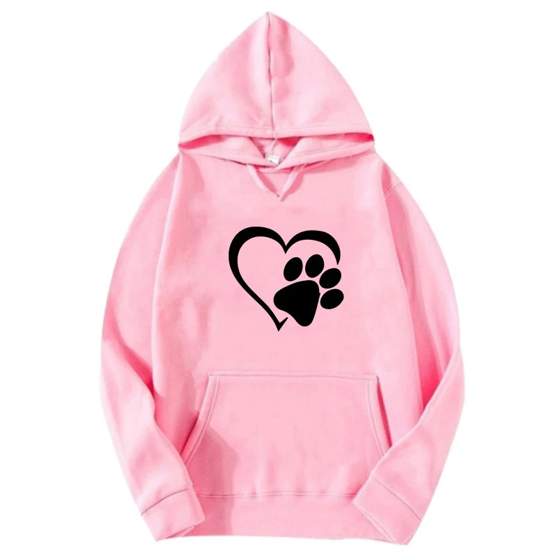 Cute Dog Paw and Heart Shape Print Hoodies