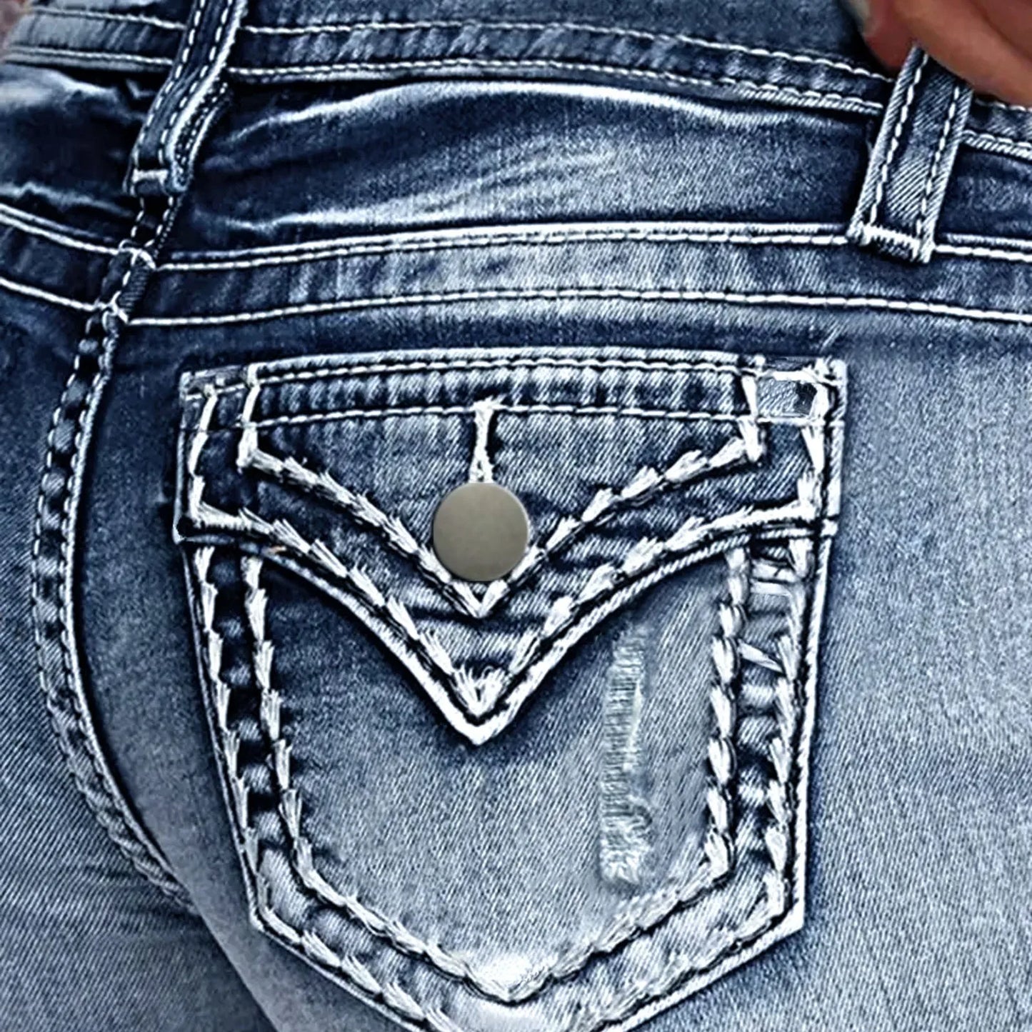 Retro Print Distressed Denim Shorts