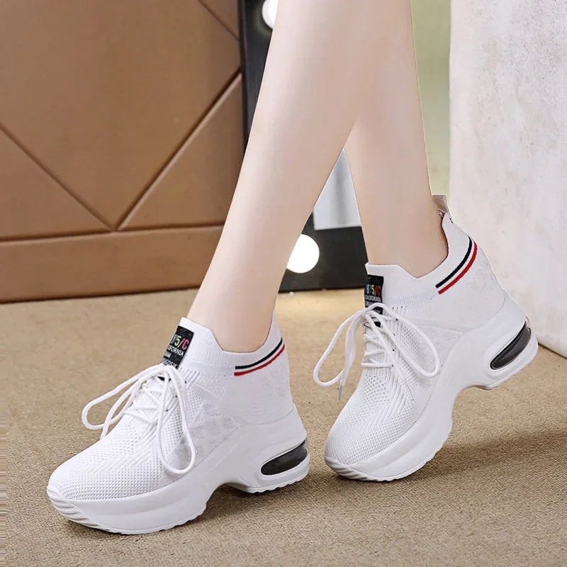 Womens Lace-Up Platform Sneakers