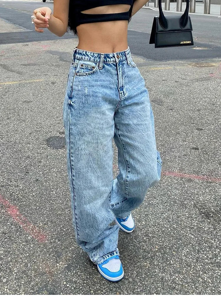 Loose Denim Wide Leg Pants