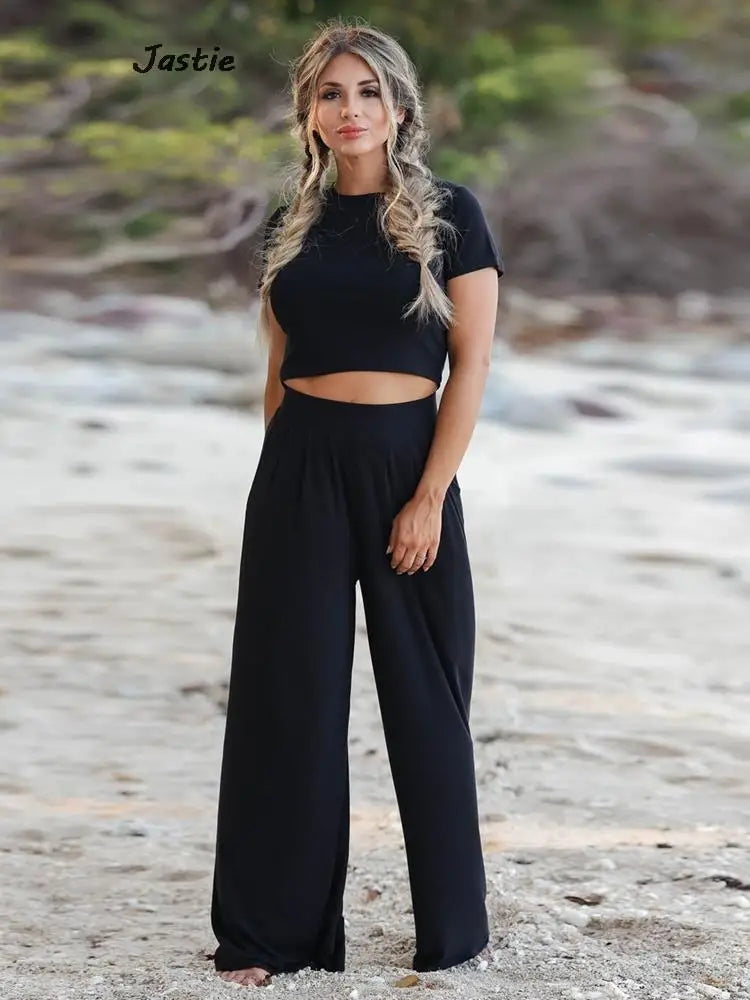 Wide-Leg Two-Piece Pant Set