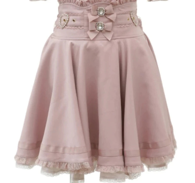 Ribbon Double Bow High Waist Skirt