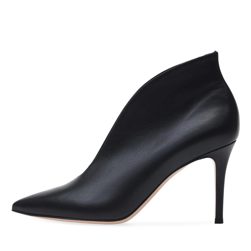 Women's Crescent Cutout Pointed Toe Stiletto Ankle Boots