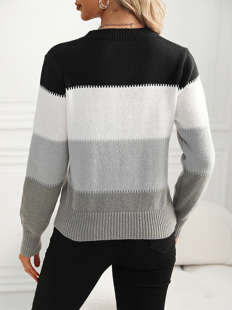 Soft Contrast Color Pullover