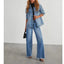 Loose Wide Leg Frayed Hem Jeans