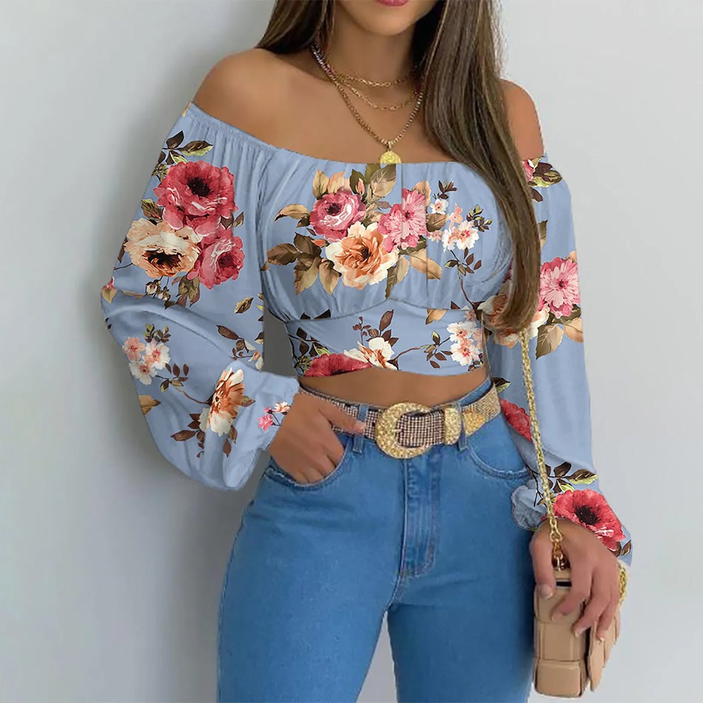 Women Off Shoulder Lantern Sleeve Blouse