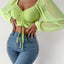 Women's Fitted Puff Sleeve Square Neck Crop Top
