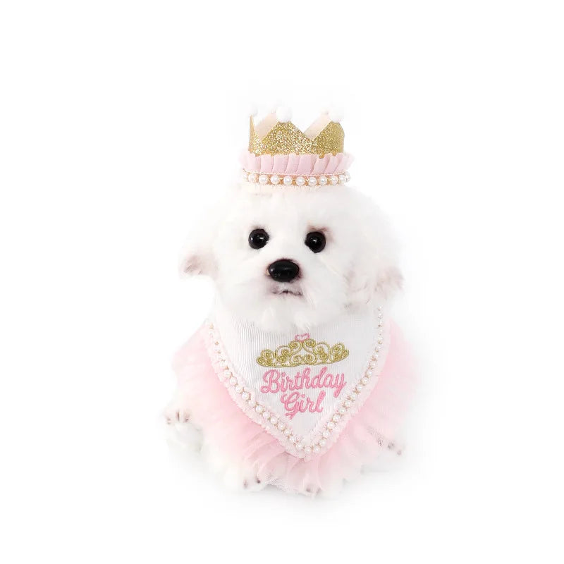 Pet Birthday Suit Bib & Crown Set