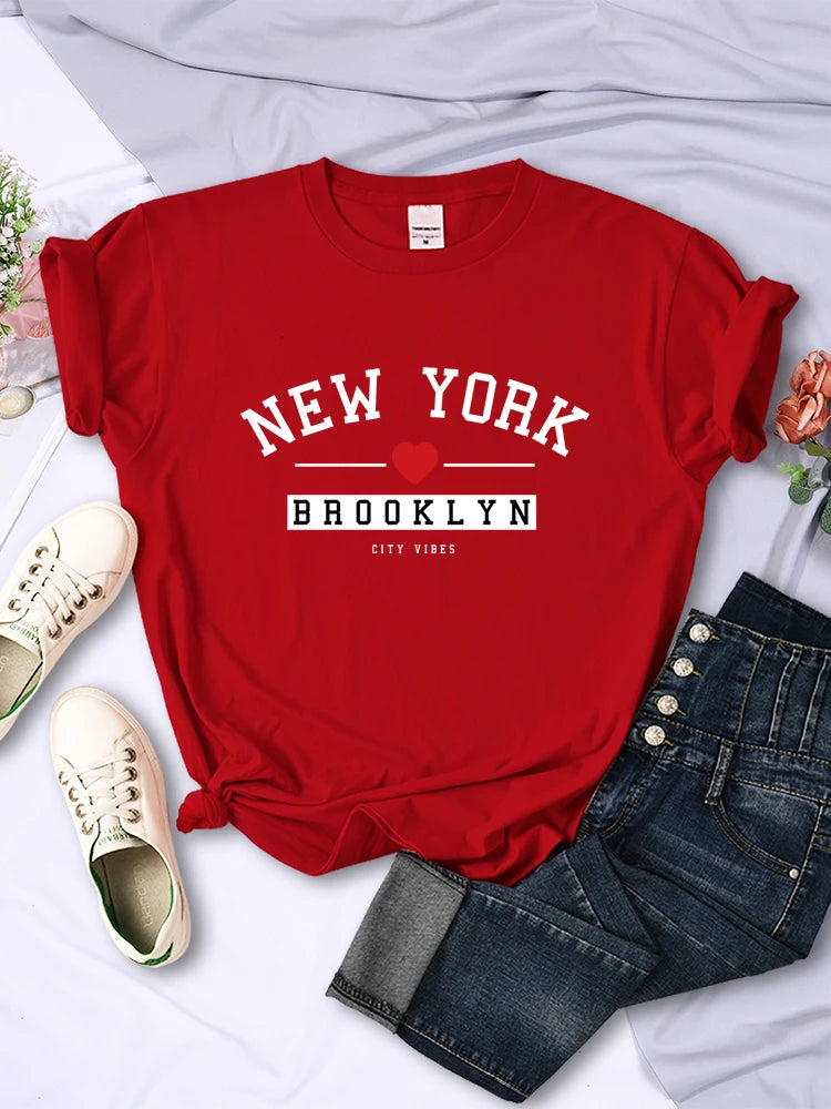 New York Brooklyn City Vibes Letter T-Shirt