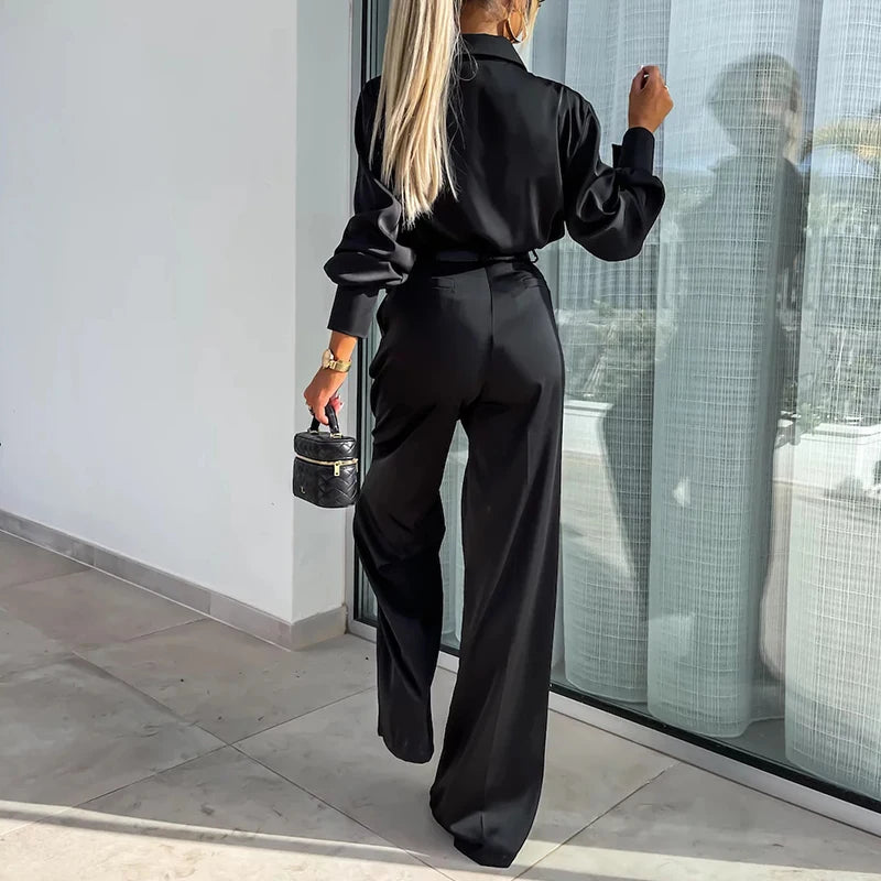 2-Piece Satin Pant Suit for Women