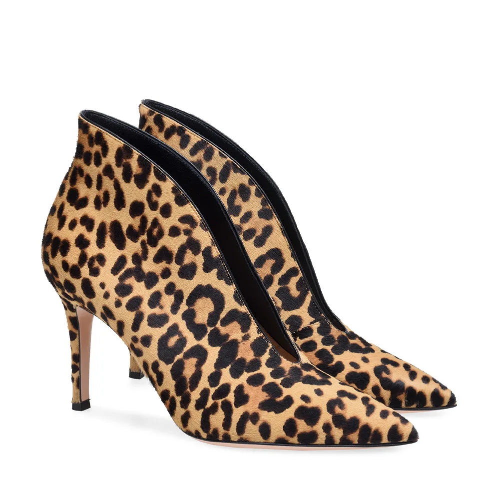 Women's Crescent Cutout Pointed Toe Stiletto Ankle Boots