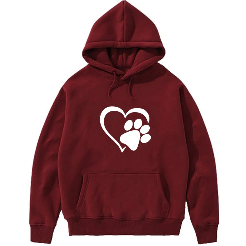 Cute Dog Paw and Heart Shape Print Hoodies