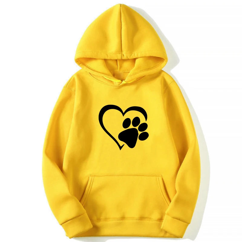 Cute Dog Paw and Heart Shape Print Hoodies