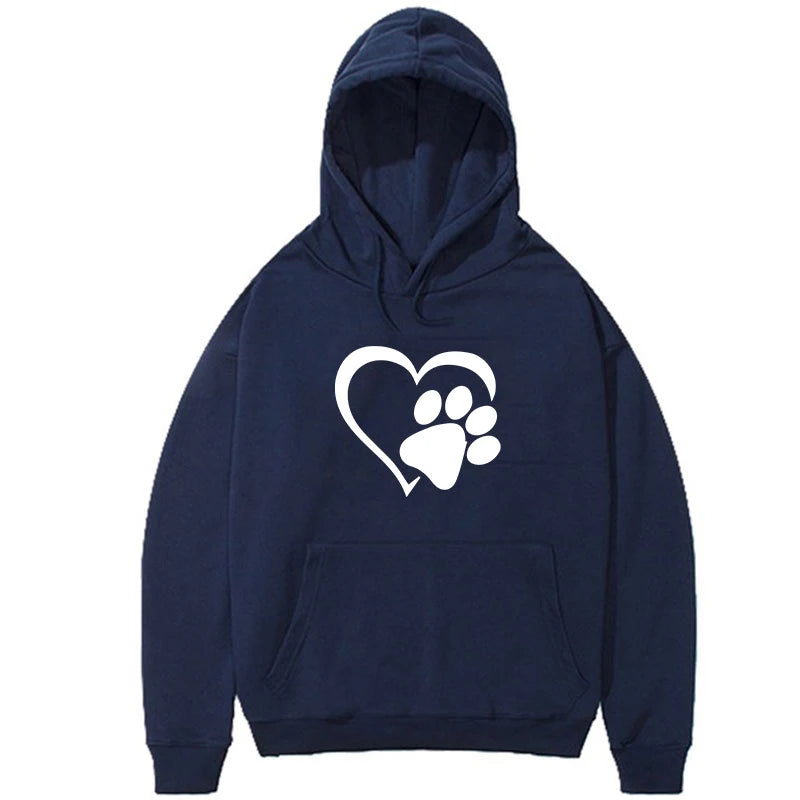 Cute Dog Paw and Heart Shape Print Hoodies