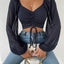 Women's Fitted Puff Sleeve Square Neck Crop Top