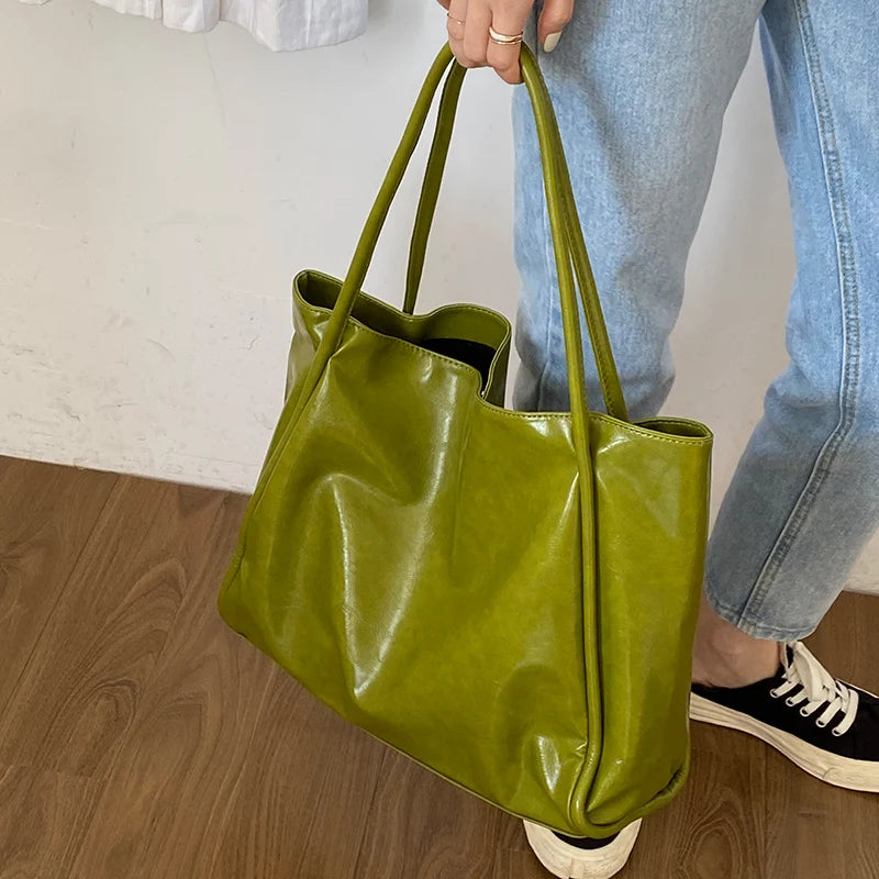 Vintage Green Large Capacity Underarm Tote