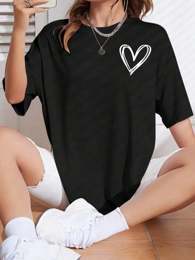 Simple Heart Print Graphic Tee