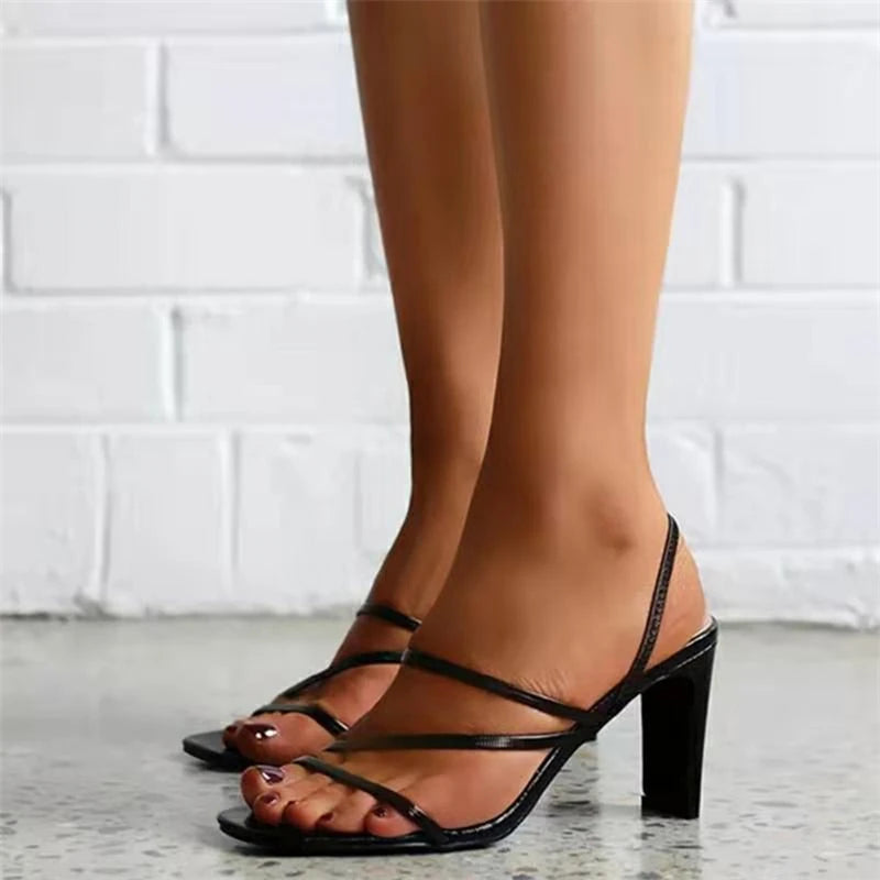 Women's Peep Toe Square Heels