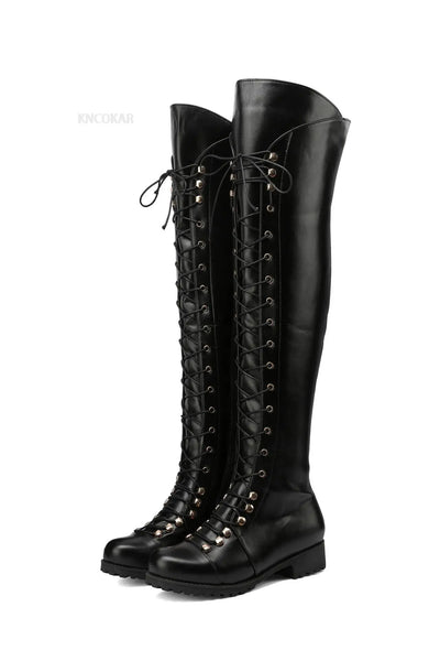 Cross Strap Over Knee Long Boots