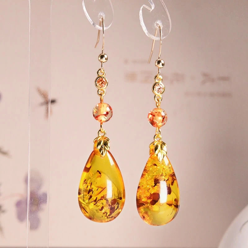 Amber Dew Sterling Silver Drops