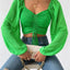 Women's Fitted Puff Sleeve Square Neck Crop Top