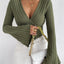 Women's Classic V-Neck Long Sleeve Fitted Top